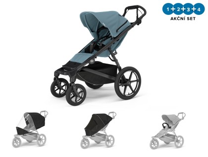 Thule Urban Glide 3 Mid-Blue 4-Wheel + madlo + pláštěnka + moskytiéra + DOPRAVA ZDARMA
