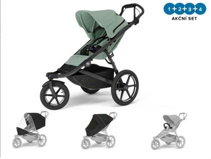 Thule Urban Glide 3 Mist Green + pláštěnka + moskytiéra + madlo + DOPRAVA ZDARMA